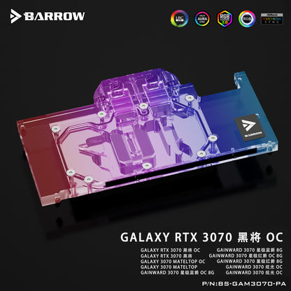 Barrow 3070 GPU Water Block for ZOTAC Geforce RTX 3070 X-GAMING OC, Full Cover ARGB GPU Cooler, BS-ZOXG3070-PA