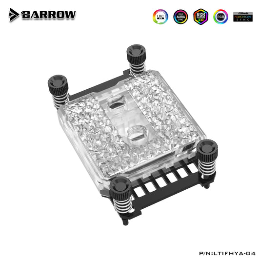 Bloc CPU Barrow pour plate-forme Intel et AMD Icicle Series Top en acrylique ou en laiton en option LRC 2.0 5v 3pin Microwaterway Cpu Cooler, LTIFH-04I LTIFHA-04 