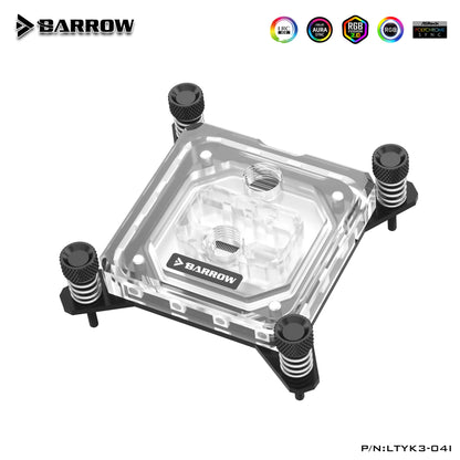 Barrow Classic Edition CPU Block, For Intel and AMP CPU, LRC 2.0 Acrylic Micro Waterway Water Cooling Cooler, LTYK3-04I LTYK3A-04 V2