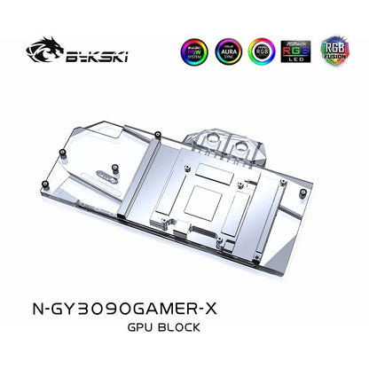 Bykski GPU Water Block For Galax RTX 3090 3080Ti 3080 Gamer OC / Gainward RTX 3080Ti 3080 MAX OC, Full Cover With Backplate PC Water Cooling Cooler, N-GY3090GAMER-X