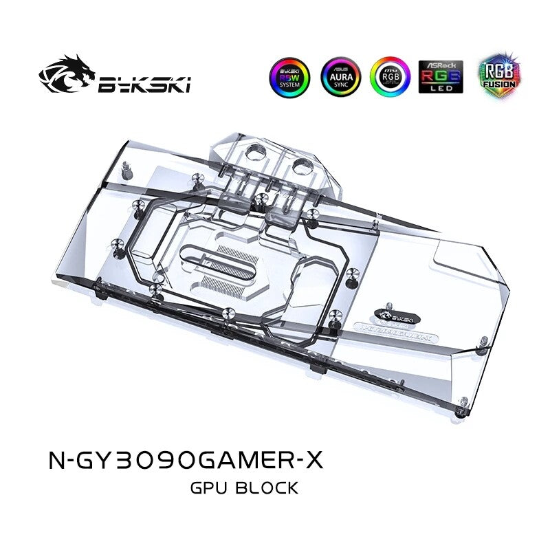 Bloc d'eau Bykski GPU pour Galax RTX 3090 3080Ti 3080 Gamer OC / Gainward RTX 3080Ti 3080 MAX OC, couverture complète avec plaque arrière refroidisseur de refroidissement par eau PC, N-GY3090GAMER-X 