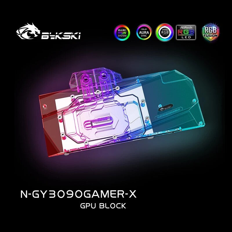 Bykski GPU Water Block For Galax RTX 3090/3080Ti/3080 Gamer / Boomstar, Gainward 3080 MAX OC, Full Cover With Backplate PC Water Cooling Cooler, N-GY3090GAMER-X
