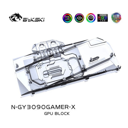 Bykski GPU Water Block For Galax RTX 3090 3080Ti 3080 Gamer OC / Gainward RTX 3080Ti 3080 MAX OC, Full Cover With Backplate PC Water Cooling Cooler, N-GY3090GAMER-X