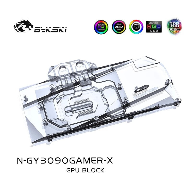 Bykski GPU Water Block For Galax RTX 3090/3080Ti/3080 Gamer / Boomstar, Gainward 3080 MAX OC, Full Cover With Backplate PC Water Cooling Cooler, N-GY3090GAMER-X