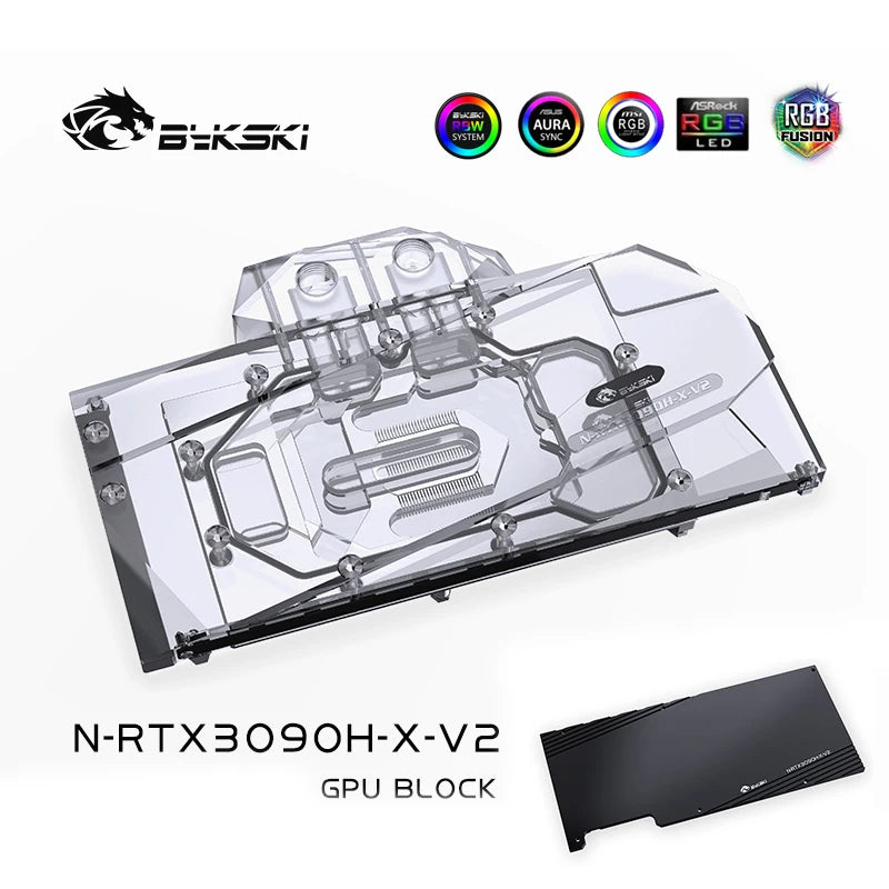 Bykski GPU Water Cooling Block For RTX 3090/3080 Reference PCB, For GALAXY Palit KFA2 Maxsun Leadtek Gainward, N-RTX3090H-X-V2