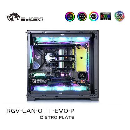 Bykski Distro Plate For Lian Li O11 EVO Case, Acrylic Waterway Board Combo DDC Pump, 5V A-RGB , RGV-LAN-O11-EVO-P