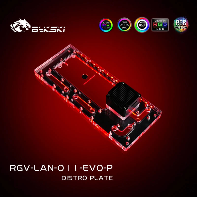 Plaque de distribution Bykski pour boîtier Lian Li O11 EVO, pompe DDC combinée de carte de voie navigable acrylique, 5 V A-RGB, RGV-LAN-O11-EVO-P 