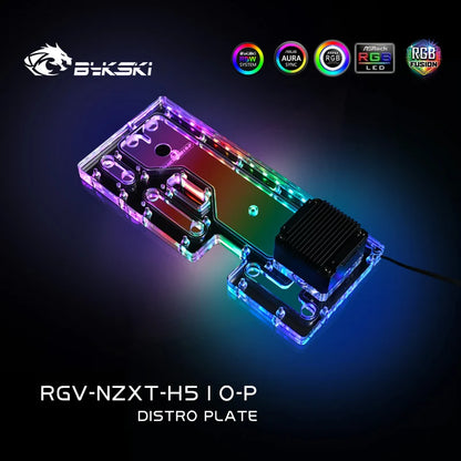 Bykski Distro Plate For NZXT H510 Flow Case, Acrylic Waterway Board Combo DDC Pump, 5V A-RGB , RGV-NZXT-H510-P