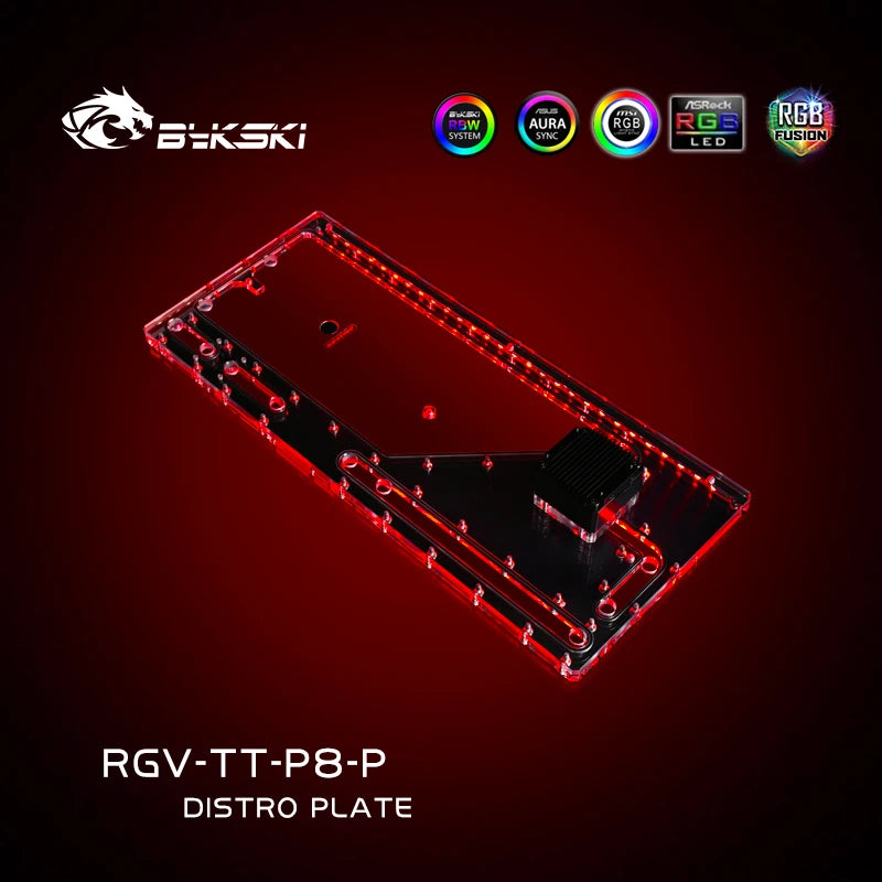 Bykski Distro Plate For Thermaltake Core P8 Case, Acrylic Waterway Board Combo DDC Pump, 5V A-RGB , RGV-TT-P8-P