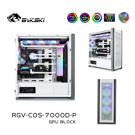Bykski Distro Plate Kit pour boîtier CORSAIR 7000D, boucle complète 5V A-RGB pour la construction d'un seul GPU PC, carte de voie navigable de refroidissement par eau, RGV-COS-7000D-P