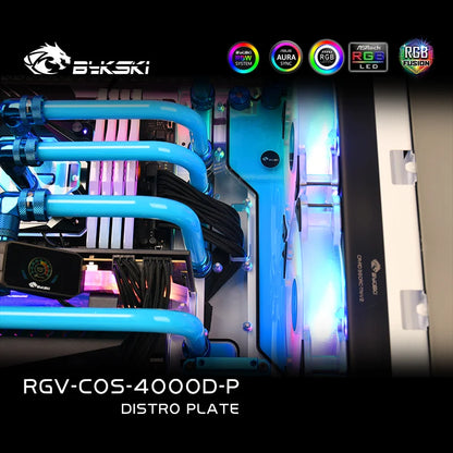 Bykski Distro Plate Kit For Corsair 4000D Case, 5V A-RGB Complete Loop For Single GPU PC Building, Water Cooling Waterway Board, RGV-COS-4000D-P