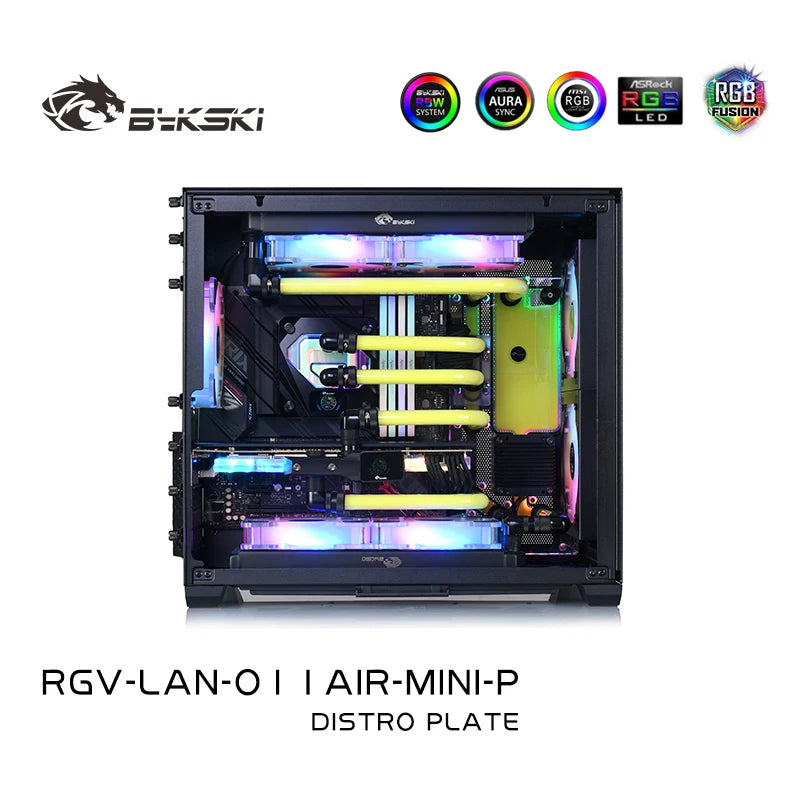 Bykski Distro Plate Kit For LianLi O11 AIR MINI Case, 5V A-RGB Complete Loop For Single GPU PC Building, Water Cooling Waterway Board, RGV-LAN-O11AIR-MINI-P