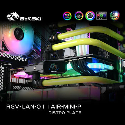 Bykski Distro Plate Kit For LianLi O11 AIR MINI Case, 5V A-RGB Complete Loop For Single GPU PC Building, Water Cooling Waterway Board, RGV-LAN-O11AIR-MINI-P