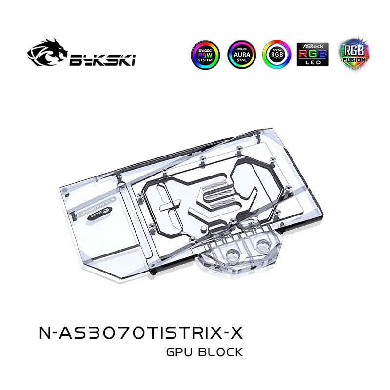 Bykski GPU Block For ASUS ROG STRIX RTX3070TI 08G GAMING Full Cover With Backplate GPU Water Cooling Cooler, N-AS3070TISTRIX-X