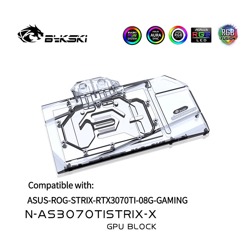Bykski GPU Block For ASUS ROG STRIX RTX3070TI 08G GAMING Full Cover With Backplate GPU Water Cooling Cooler, N-AS3070TISTRIX-X