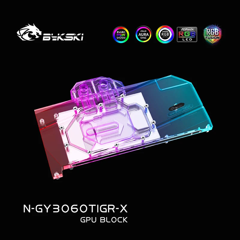 Bykski GPU Block For GALAX GeForce RTX 3060 TI GAMER / Starshine OC Full Cover GPU Water Cooling Cooler , N-GY3060TIGR-X