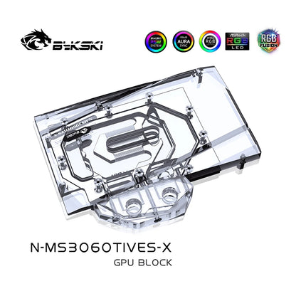 Bykski GPU Block  For MSI RTX3060Ti VENTUS 2X 8G Full Cover GPU Water Cooling Cooler with backplane N-MS3060TIVES-X