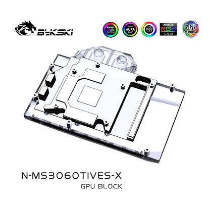 Bykski GPU Block  For MSI RTX3060Ti VENTUS 2X 8G Full Cover GPU Water Cooling Cooler with backplane N-MS3060TIVES-X