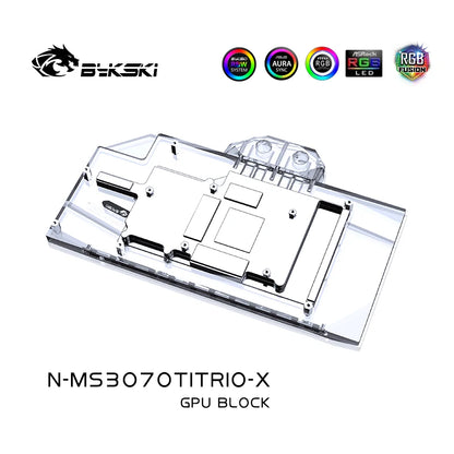 Bloc GPU Bykski pour MSI RTX 3070Ti Suprim/3070 3060Ti 3060 Gaming X Trio couverture complète refroidisseur de refroidissement par eau GPU N-MS3070TITRIO-X 