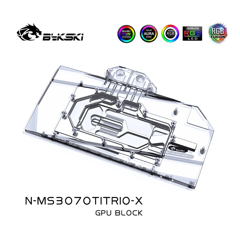 Bykski GPU Block For MSI RTX 3070Ti/3070/3060Ti/3060 Suprim / Gaming Trio, Full Cover GPU Water Cooling Cooler N-MS3070TITRIO-X