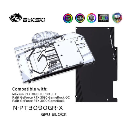 Bykski GPU Block For Palit RTX3090 GameRock OC Full Cover With Backplate GPU Water Cooling Cooler , N-PT3090GR-X