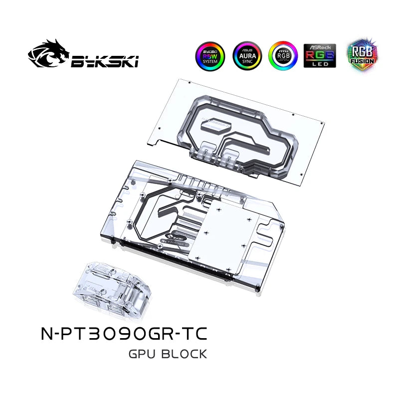 Bloc GPU Bykski pour Palit RTX 3090 GameRock OC avec refroidisseur de refroidissement par eau de fond de panier de voie navigable active N-PT3090GR-TC 