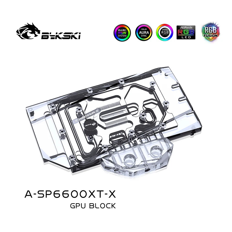 Bykski GPU Block For Sapphire RX 6600XT / Dataland RX 6600XT 8G X , Full Cover GPU Water Cooling Cooler A-SP6600XT-X