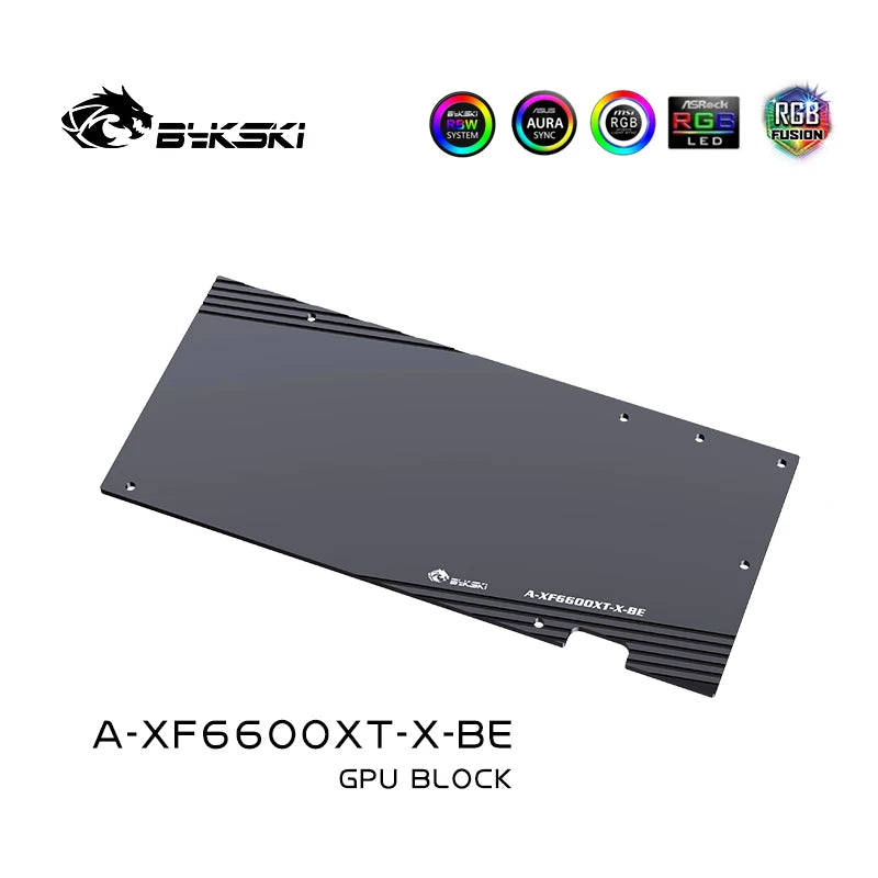 Bykski GPU Block , For XFX Radeon RX 6600XT Speedster Merc / V2 OC , Full Cover Liquid Cooler GPU Water Cooling, A-XF6600XT-X