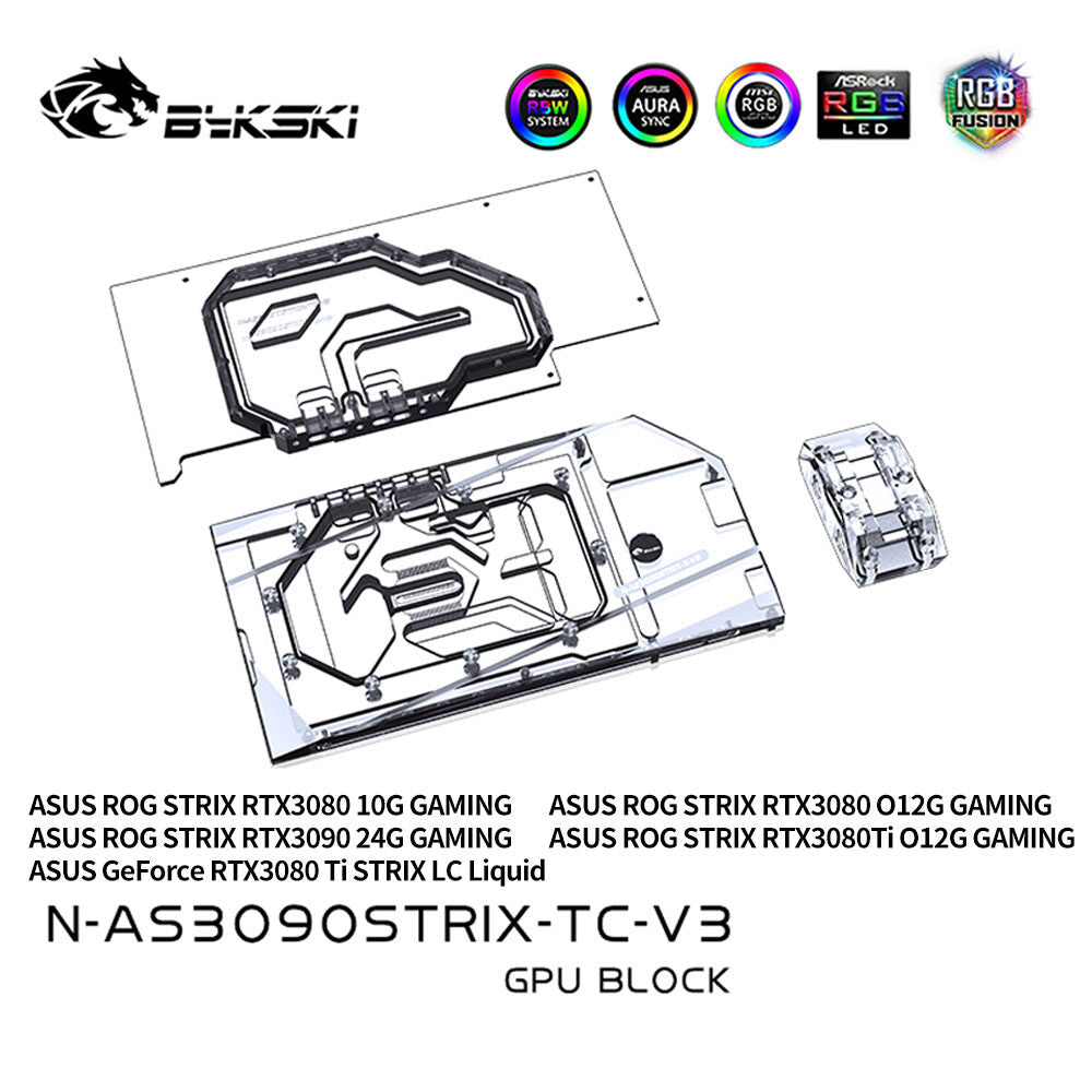 Bykski GPU Block With Active Waterway Backplane Cooler For Asus ROG St ...