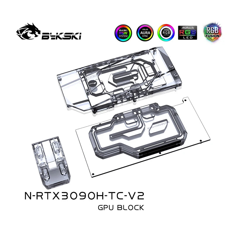 Bykski GPU Block With Active Waterway Backplane Cooler For Galax Palit KFA2 Maxsun Gainward RTX 3090 3080 N-RTX3090H-TC-V2