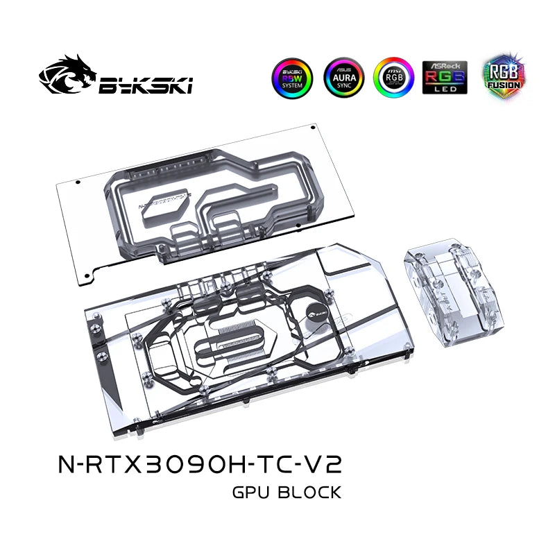 Bykski GPU Block With Active Waterway Backplane Cooler For Galax Palit KFA2 Maxsun Gainward RTX 3090 3080 N-RTX3090H-TC-V2