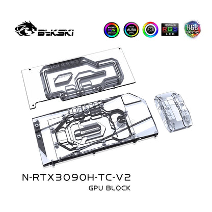 Bloc GPU Bykski avec refroidisseur de fond de panier de voies navigables actives pour Galax Palit KFA2 Maxsun Gainward RTX 3090 3080 N-RTX3090H-TC-V2