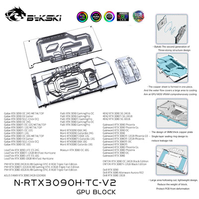 Bykski GPU Block With Active Waterway Backplane Cooler For RTX 3090/3080 Reference PCB, For GALAXY | Water Cooling Block