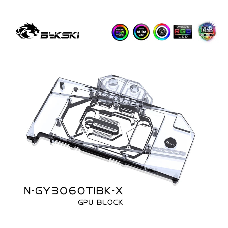Bykski GPU Water Block For GALAX GeForce RTX3060 Ti , Full Cover With Backplate PC Water Cooling Cooler, N-GY3060TIBK-X