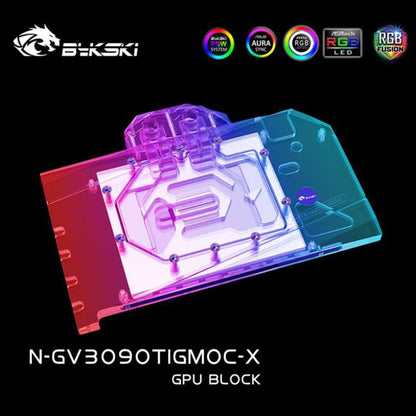 Bykski GPU Water Block For Gigabyte RTX 3090 TI GAMING OC 24G, Full Cover With Backplate PC Water Cooling Cooler, N-GV3090TIGMOC-X
