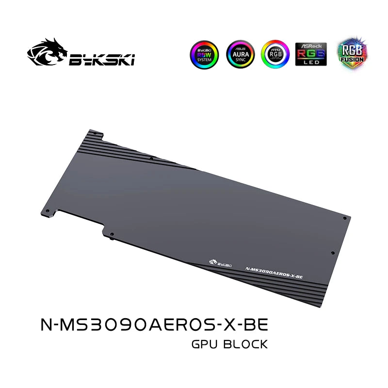 Bloc d'eau GPU Bykski pour MSI RTX3090/RTX3080 Areo S, couverture complète avec refroidisseur de refroidissement par eau pour PC de plaque arrière, N-MS3090AEROS-X 