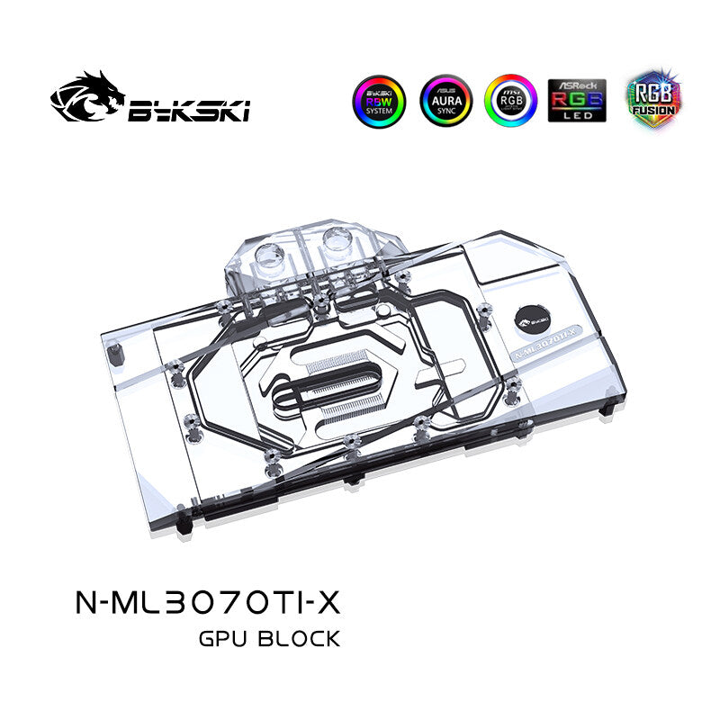 Bykski GPU Water Block For Manli RTX3070TI, Full Cover With Backplate Water Cooling Cooler, N-ML3070TI-X