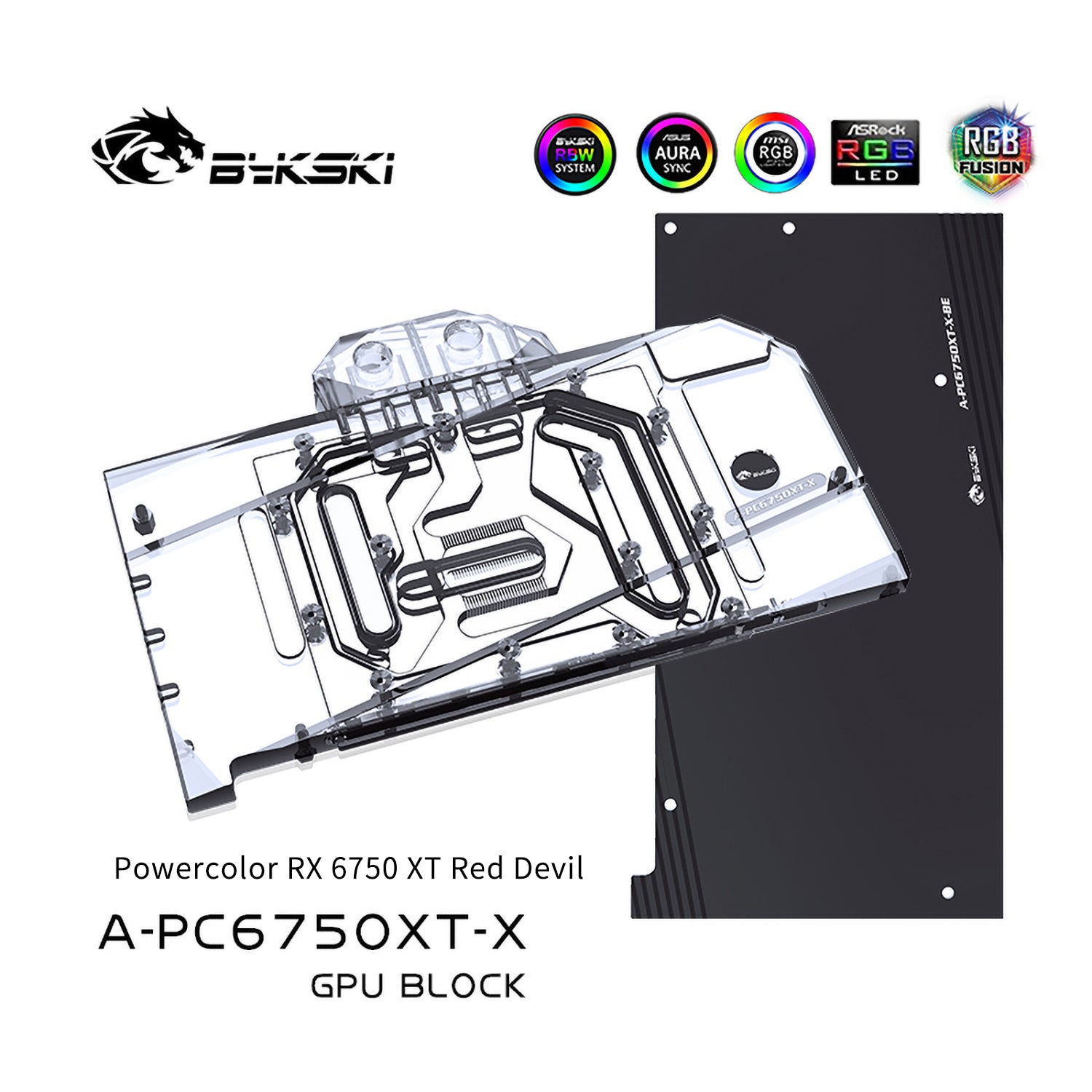 Bykski GPU Water Block For Powercolor RX 6750 XT Red Devil, Full Cover ...
