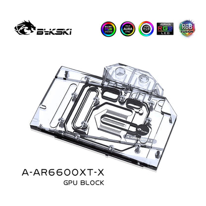 Bykski GPU Water Block for ASRock AMD Radeon RX 6600XT Challenger ITX 8GB , Radiator Water Cooling Liquid Cooler, A-AR6600XT-X