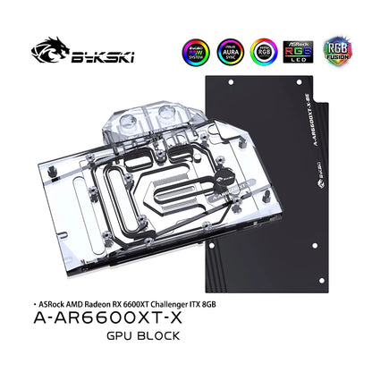 Bykski GPU Water Block for ASRock AMD Radeon RX 6600XT Challenger ITX 8GB , Radiator Water Cooling Liquid Cooler, A-AR6600XT-X