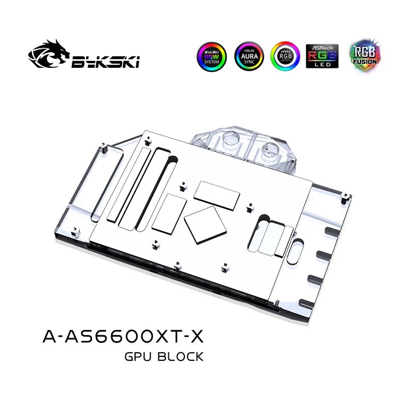 Bykski GPU Water Block for ASUS DUAL / ROG Strix RX 6600 XT O8G OC , Radiator Water Cooling Liquid Cooler, A-AS6600XT-X