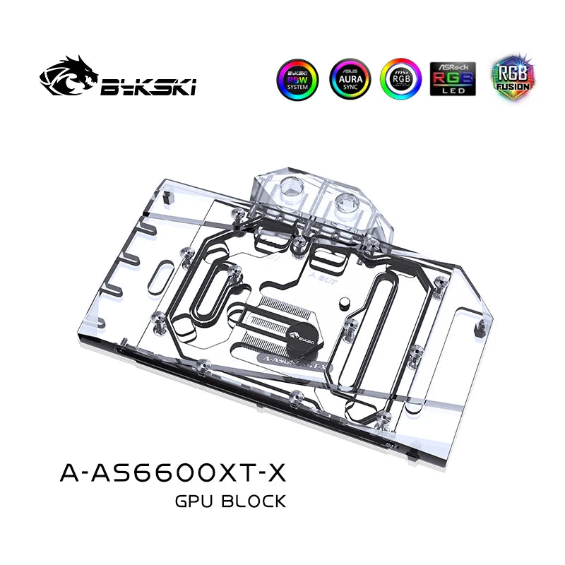 Bykski GPU Water Block for ASUS DUAL / ROG Strix RX 6600 XT O8G OC , Radiator Water Cooling Liquid Cooler, A-AS6600XT-X