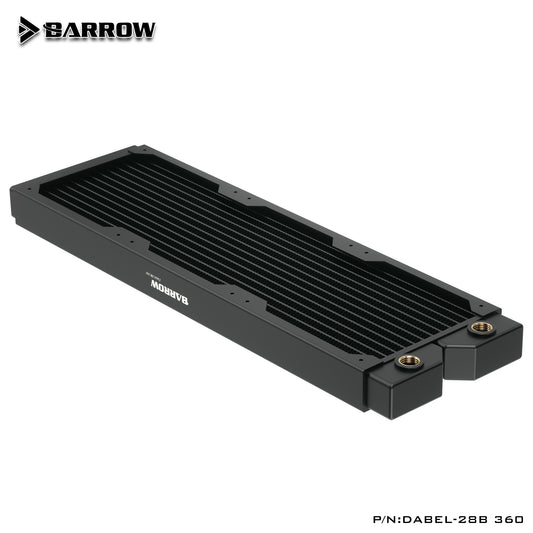 Barrow 360 Red Copper Radiator, Black/White 28mm Thickness G1/4" Thread High-density Revolving Heat Dissipation Passageway Radiator, For Water Cooling System, Dabel-28b 360 / Dabel-28a 360