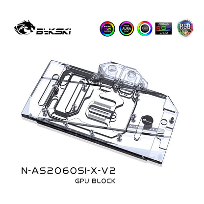 Bykski GPU block For ASUS RTX2060 / GTX1660 O6G GAMING , Full Cover Water Cooling Cooler , N-AS2060SI-X-V2