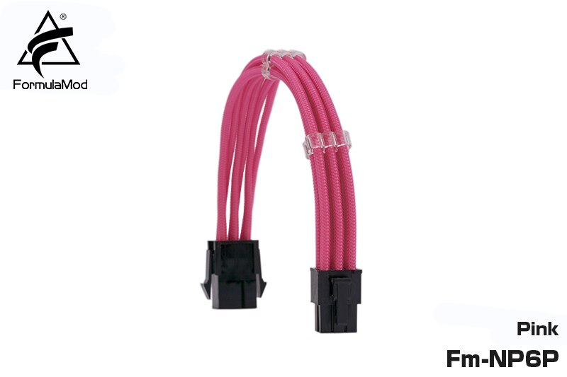 FormulaMod Fm-NP6P PCI-E 6Pin Power Extension Cable For Motherboard/GPU 6 Pin 18AWG Solid Color Extension Cables With Cable Comb
