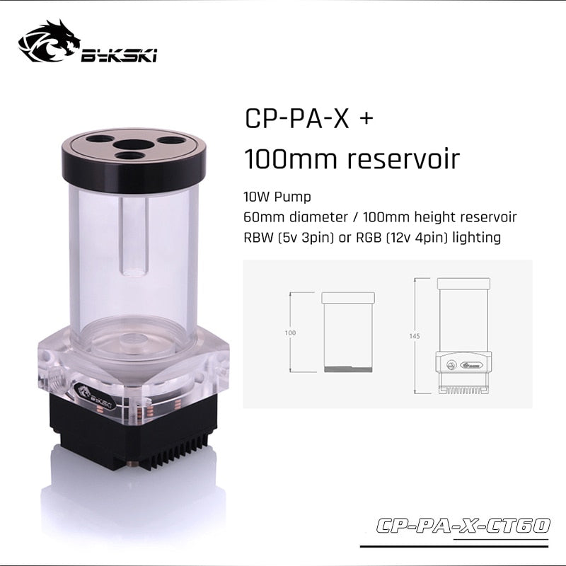 Bykski CP-PA-X-CT60 / CP-PA-X , Pump-reservoir Combination , 10W Pump With Lighting Max Flow 300L/H | Pump Reservoir Combo