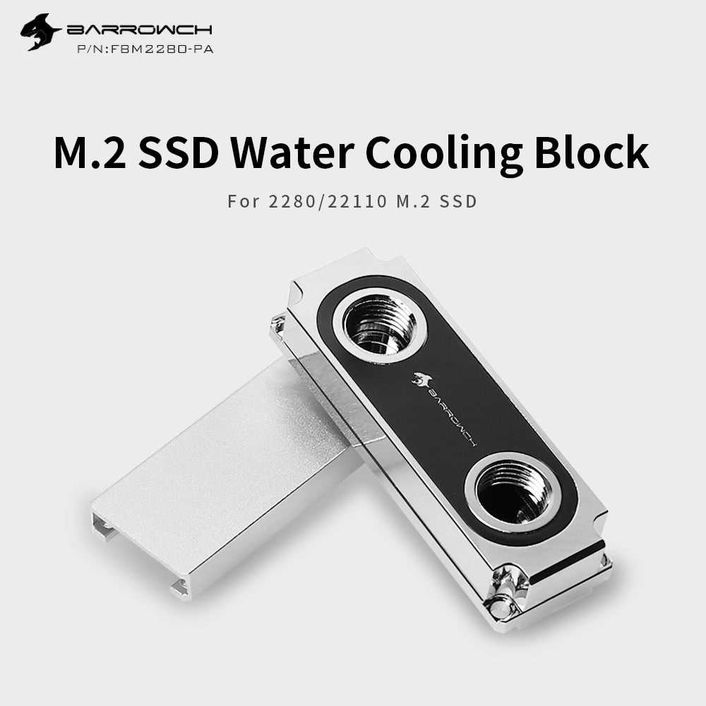 Barrowch M.2 SSD Water Cooling Block For 2280/22110 M2 Type Solid State Drive Supports Single and Double-Sided Chip Hard Drive