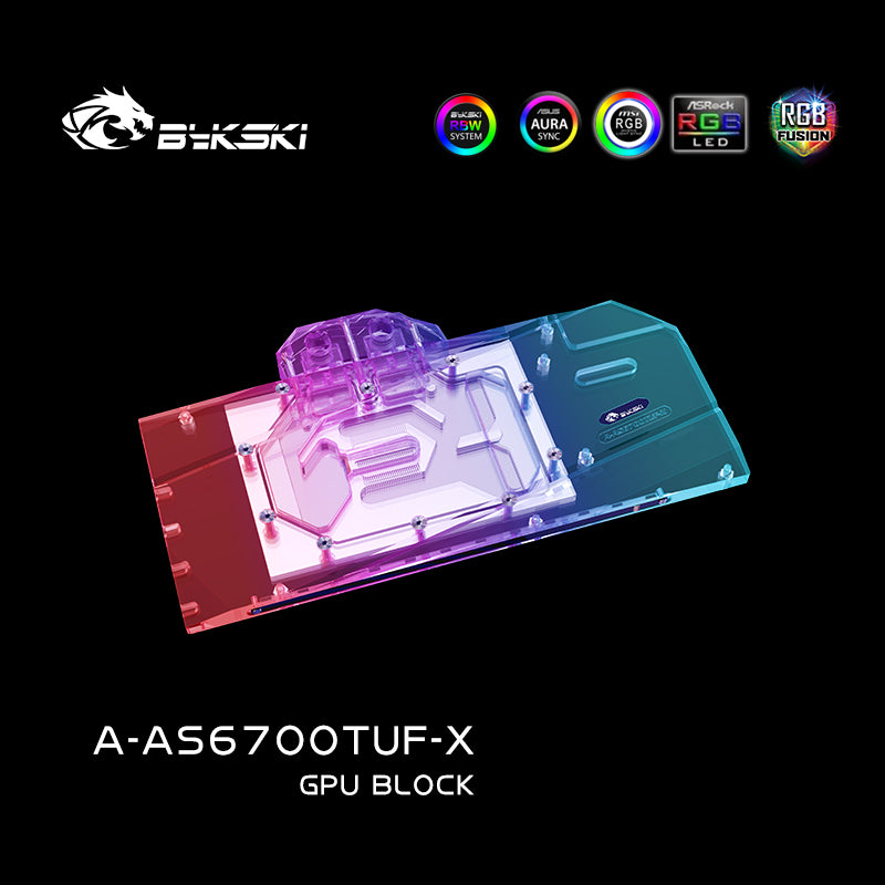 Bykski GPU Block For Asus ROG STRIX RX 6700 XT OC Edition / TUF O12G GAMING Full Cover With Backplate , A-AS6700TUF-X-V2