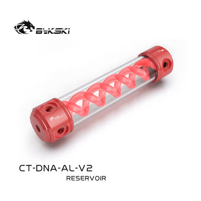 Bykski T Cylindrical Reservoir , Multicolored Spiral DNA 190/260mm Aluminum Alloy Cover Water Cooling Tank CT-DNA-AL-V2