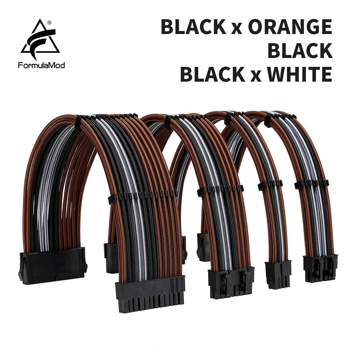 FormulaMod NCK3 Series PSU Extension Cable Kit , Solid/Mix Color Cable Mix Combo 300mm ATX24Pin PCI-E8Pin CPU8Pin With Combs